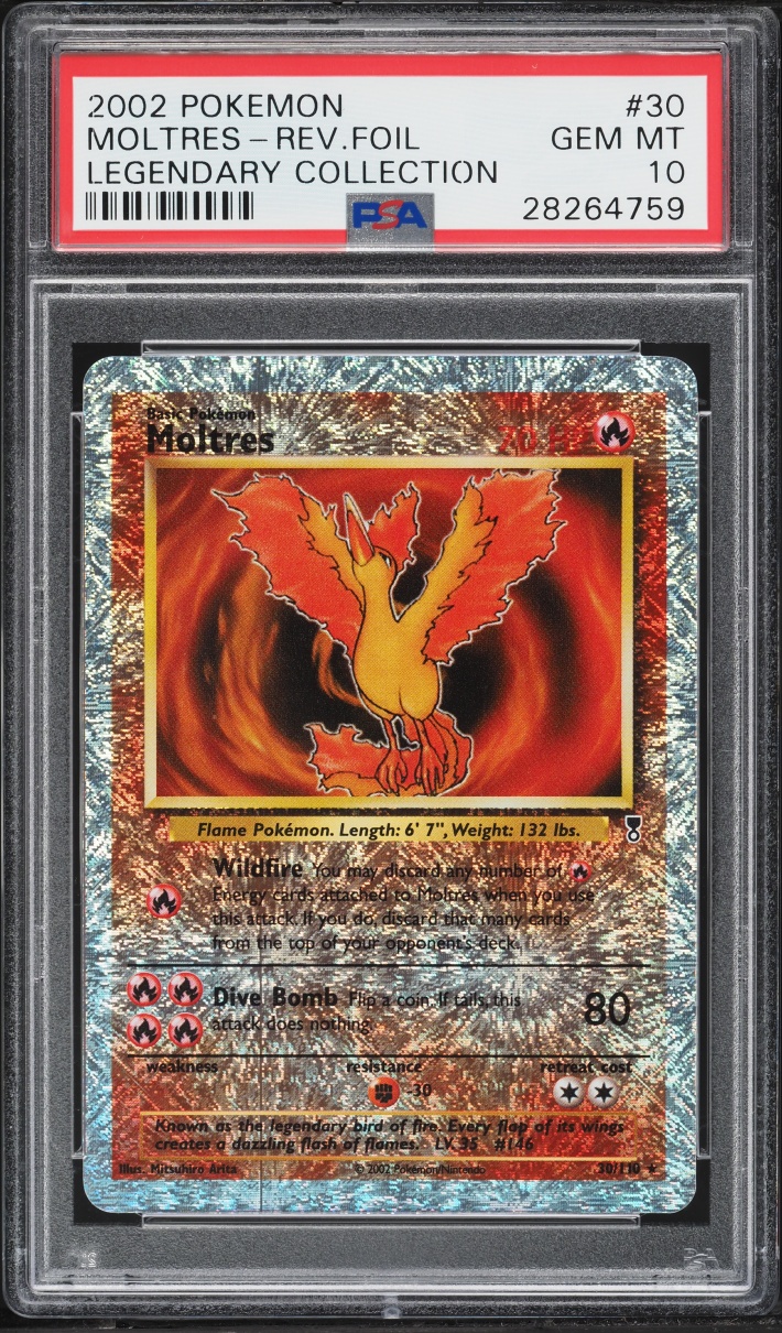2002 Pokemon Legendary Collection Reverse Holo Moltres #30 PSA 10 GEM MINT