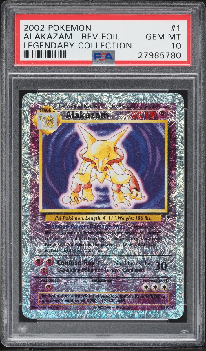 2002 Pokemon Legendary Collection Reverse Holo Alakazam #1 PSA 10 GEM MINT