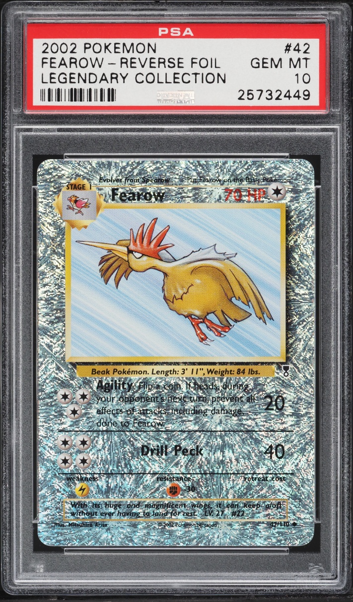 2002 Pokemon Legendary Collection Reverse Holo Fearow #42 PSA 10 GEM MINT