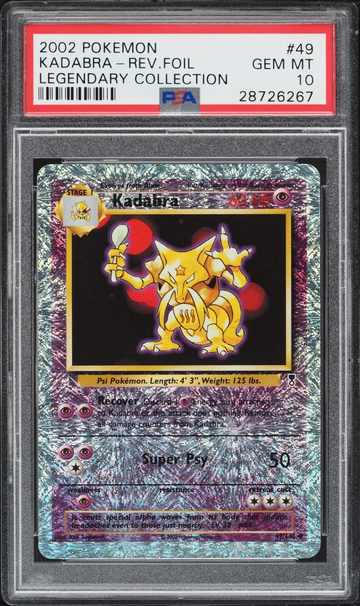 2002 Pokemon Legendary Collection Reverse Holo Kadabra #49 PSA 10 GEM MINT