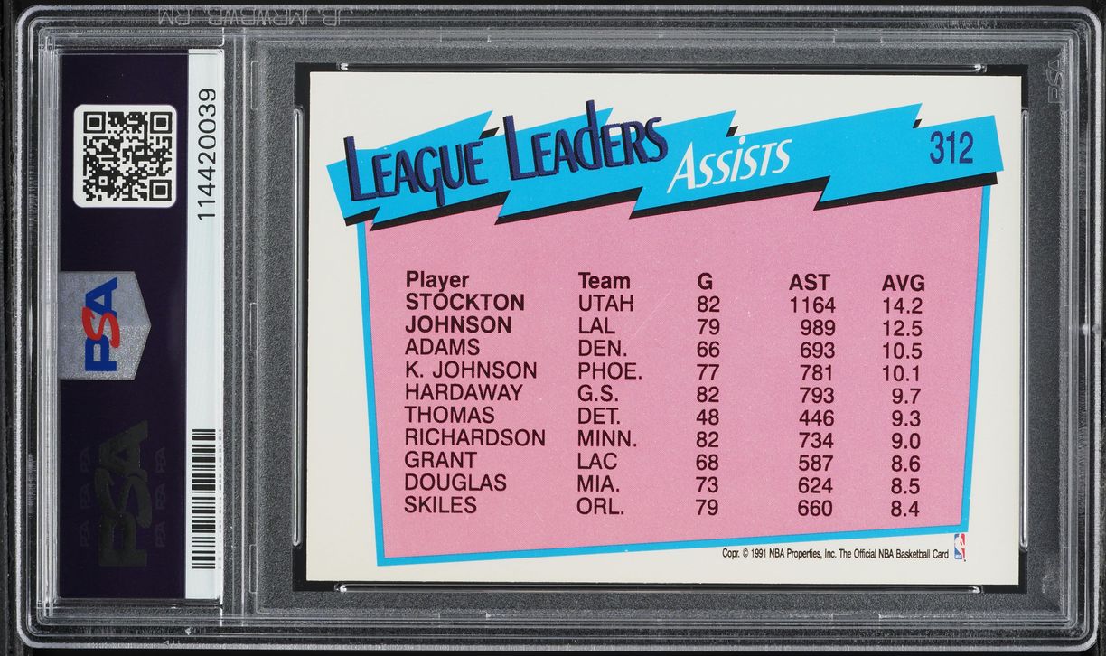 1991 Hoops Assist Leaders John Stockton & Magic Johnson #312 PSA 10 GEM MINT