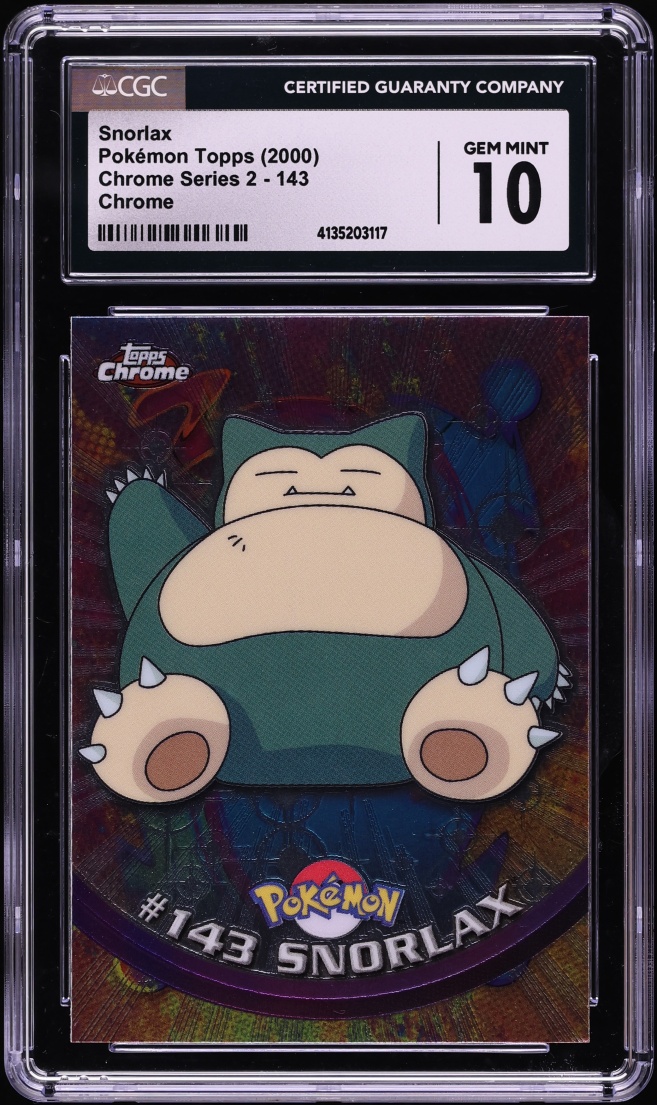 2000 Pokemon Topps Chrome Series 2 Snorlax #143 CGC 10 GEM MINT