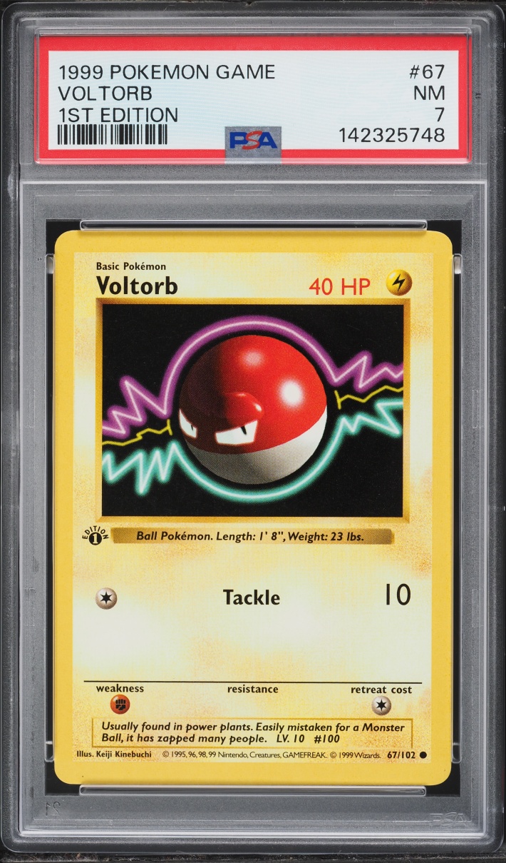 1999 Pokemon Base Set Shadowless 1st Edition Voltorb #67 PSA 7 NRMT