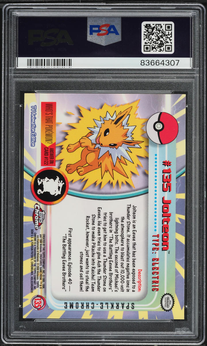 2000 Topps Chrome Pokemon Series 3 Sparkle Jolteon #135 PSA 10 GEM MINT