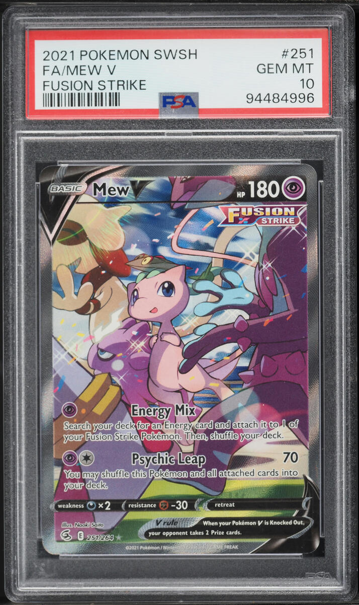 2021 Pokemon Sword & Shield Fusion Strike Full Art Mew V #251 PSA 10 GEM MINT