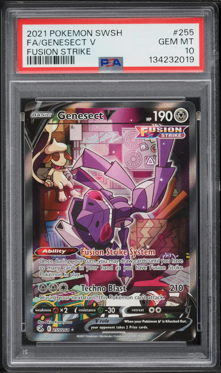 2021 Pokemon Sword & Shield Fusion Strike Full Art Genesect V #255 PSA 10 GEM MINT