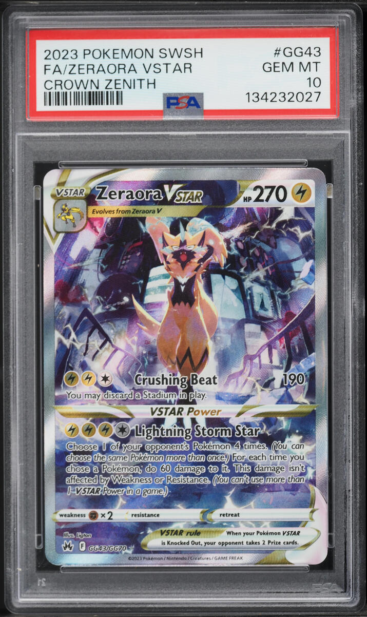 2023 Pokemon Sword & Shield Crown Zenith Alt Art Zeraora VSTAR #GG43 PSA 10 GEM MINT