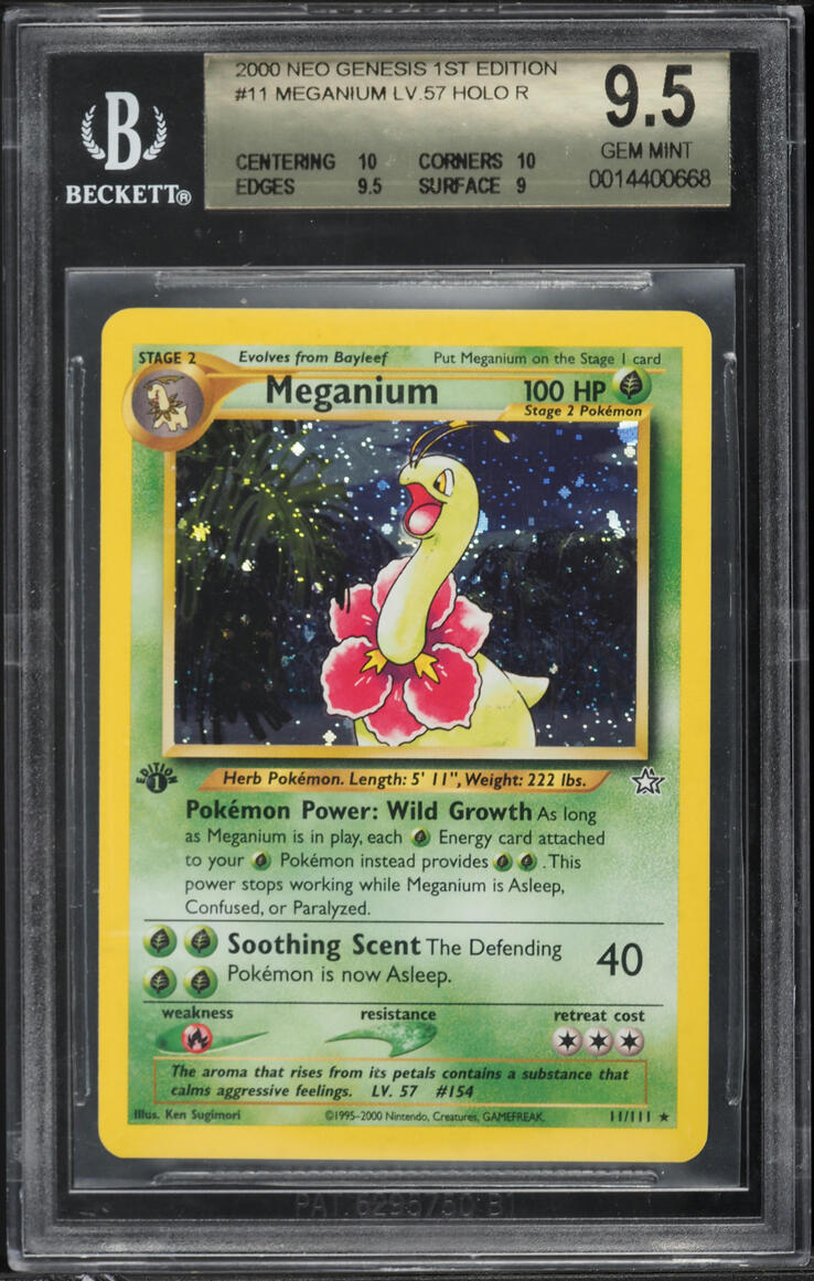 2000 Pokemon Neo Genesis 1st Edition Holo Meganium #11 BGS 9.5 GEM MINT