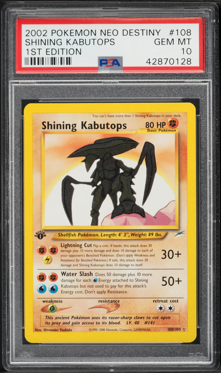 2002 Pokemon Neo Destiny 1st Edition Shining Kabutops #108 PSA 10 GEM MINT