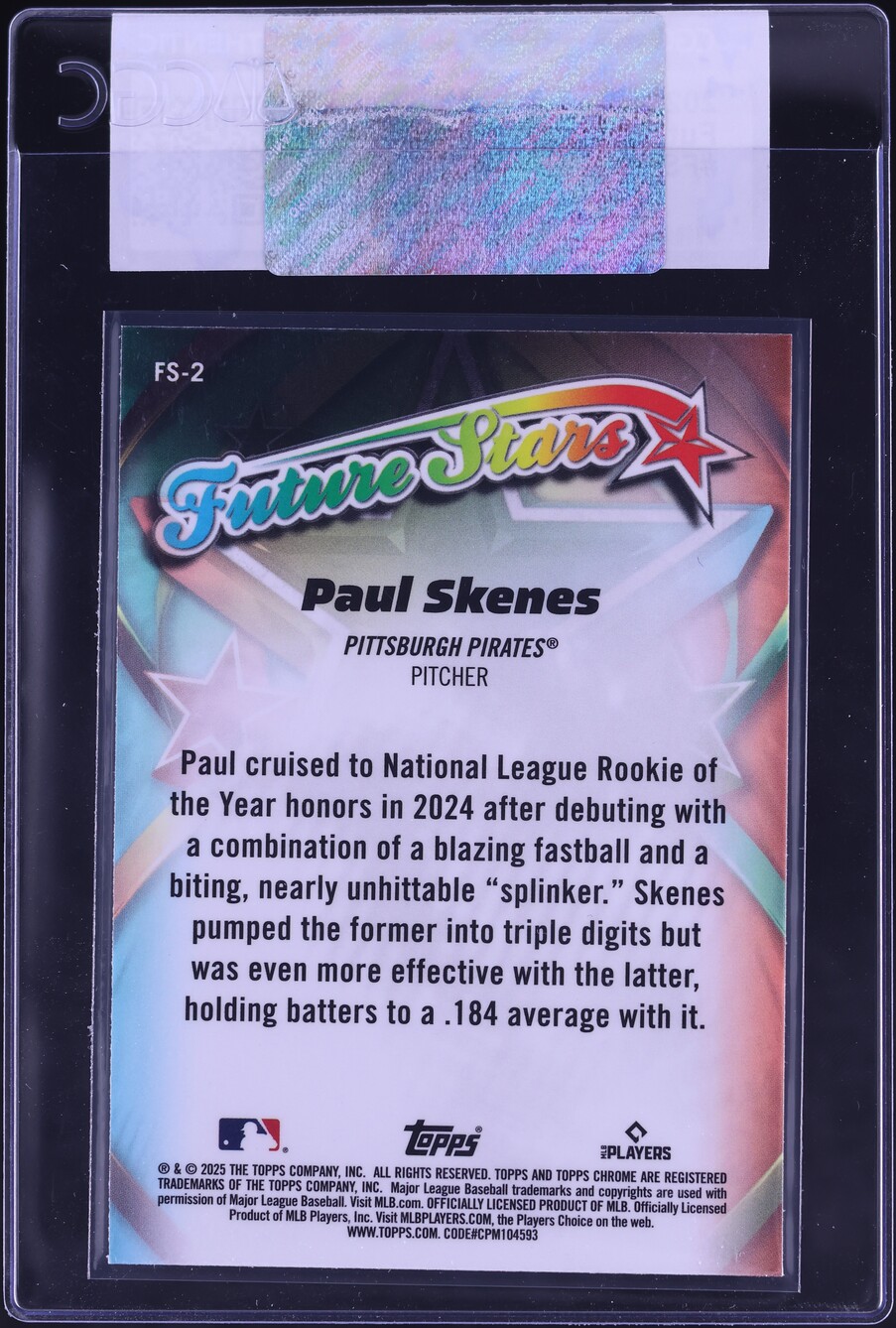 2025 Topps Chrome Future Stars Paul Skenes #FS-2 CGC AUTH