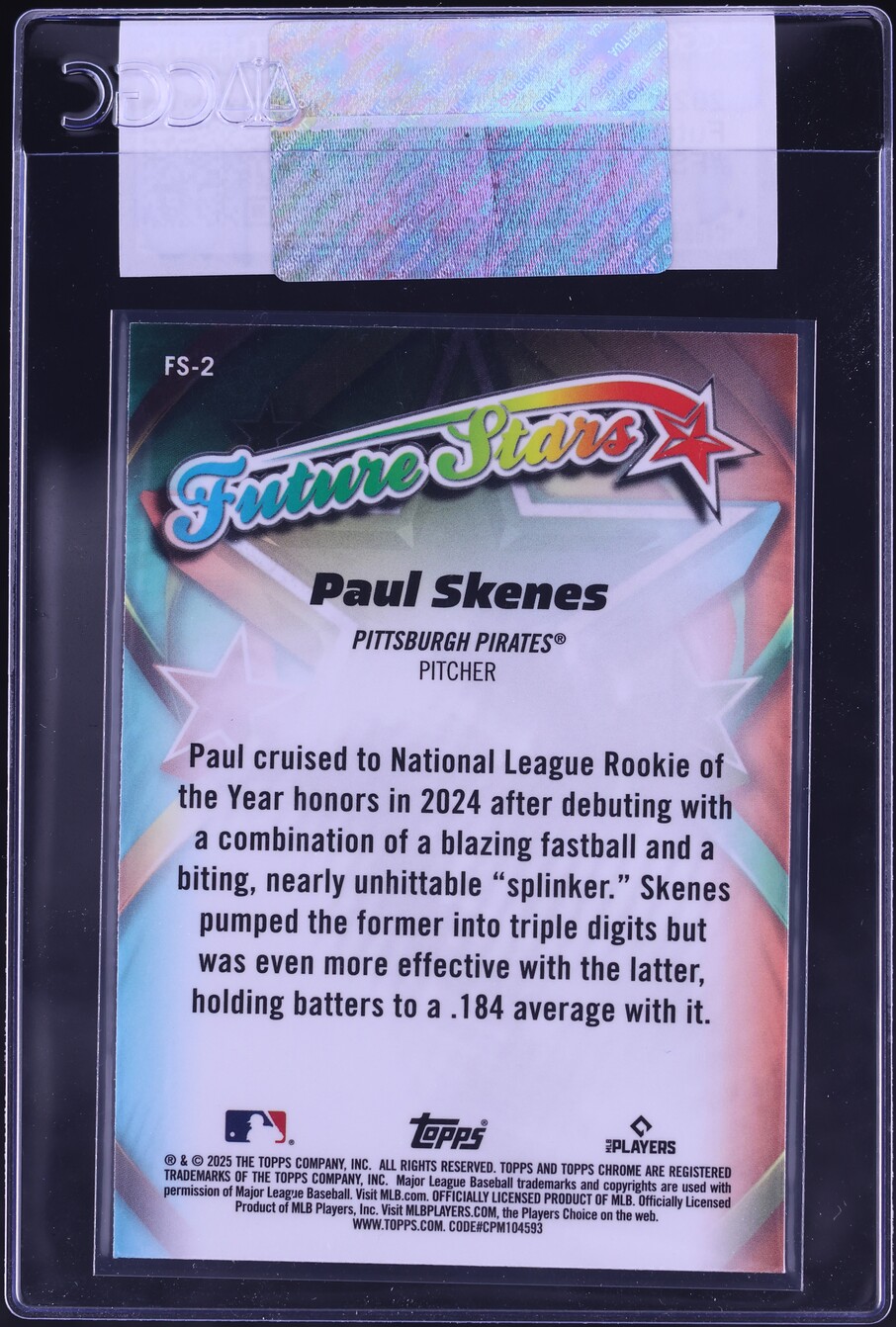 2025 Topps Chrome Future Stars Paul Skenes #FS-2 CGC AUTH