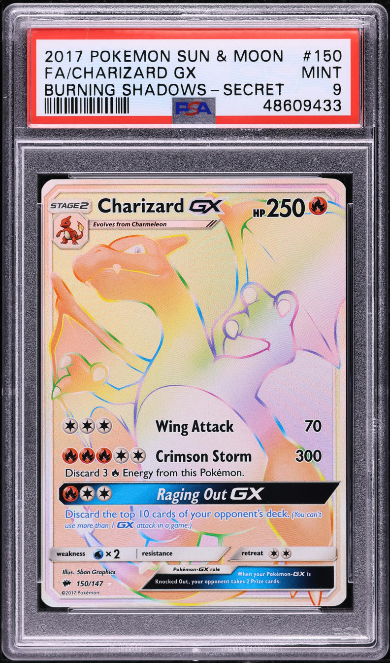 2017 Pokemon Sun & Moon Burning Shadows Hyper Rare Charizard GX #150 PSA 9 MINT