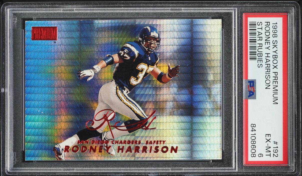 1998 Skybox Premium Star Rubies Rodney Harrison /50 #192 PSA 6 EXMT