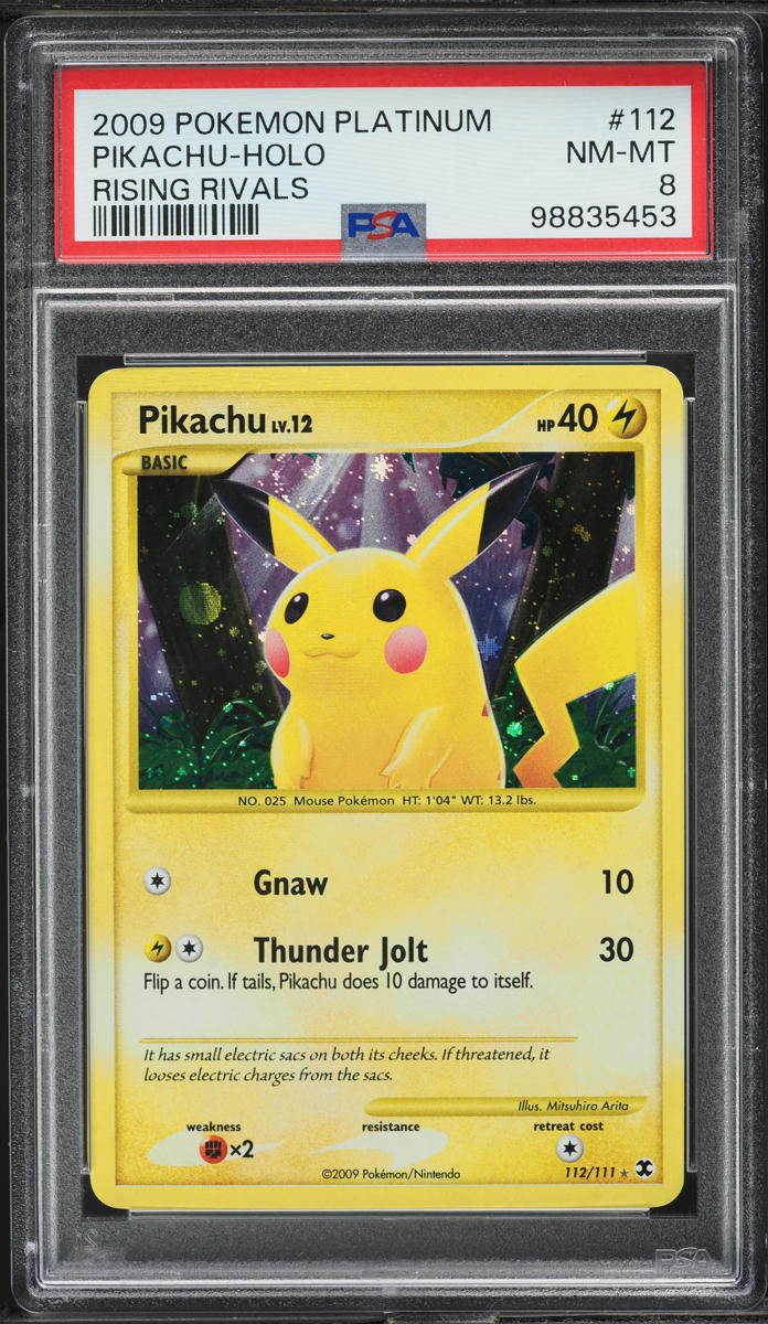 2009 Pokemon Platinum Rising Rivals Holo Pikachu #112 PSA 8 NM-MT