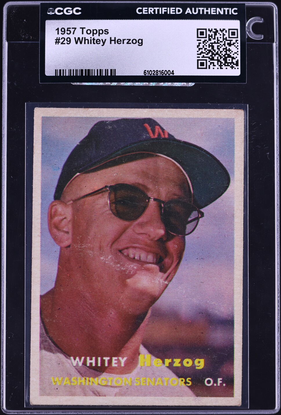 1957 Topps Whitey Herzog #29 JSA CGC AUTH