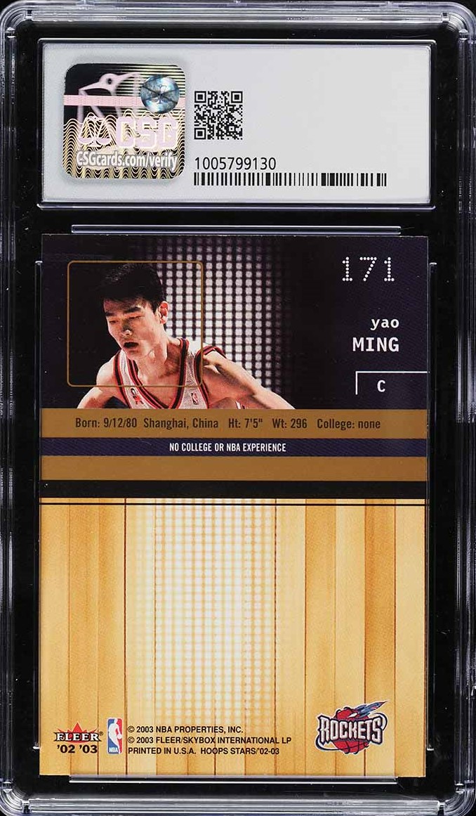 2002 Hoops Stars Yao Ming ROOKIE #171 CSG 8.5 NM-MT+