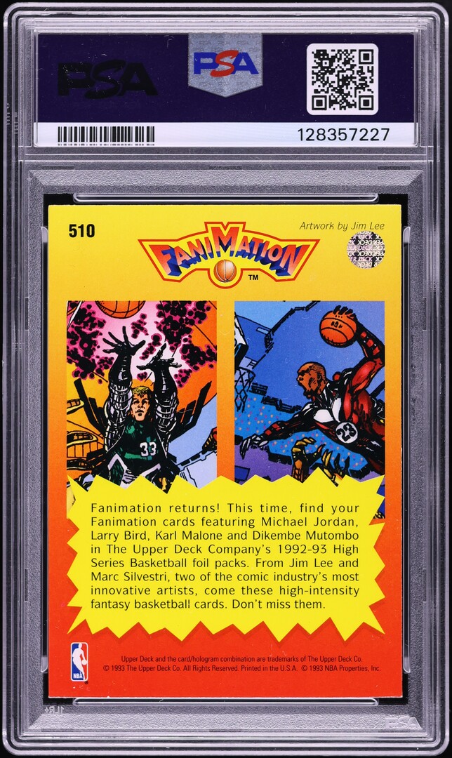 1992 Upper Deck Fanimation Larry Bird & Michael Jordan #510 PSA 6 EXMT