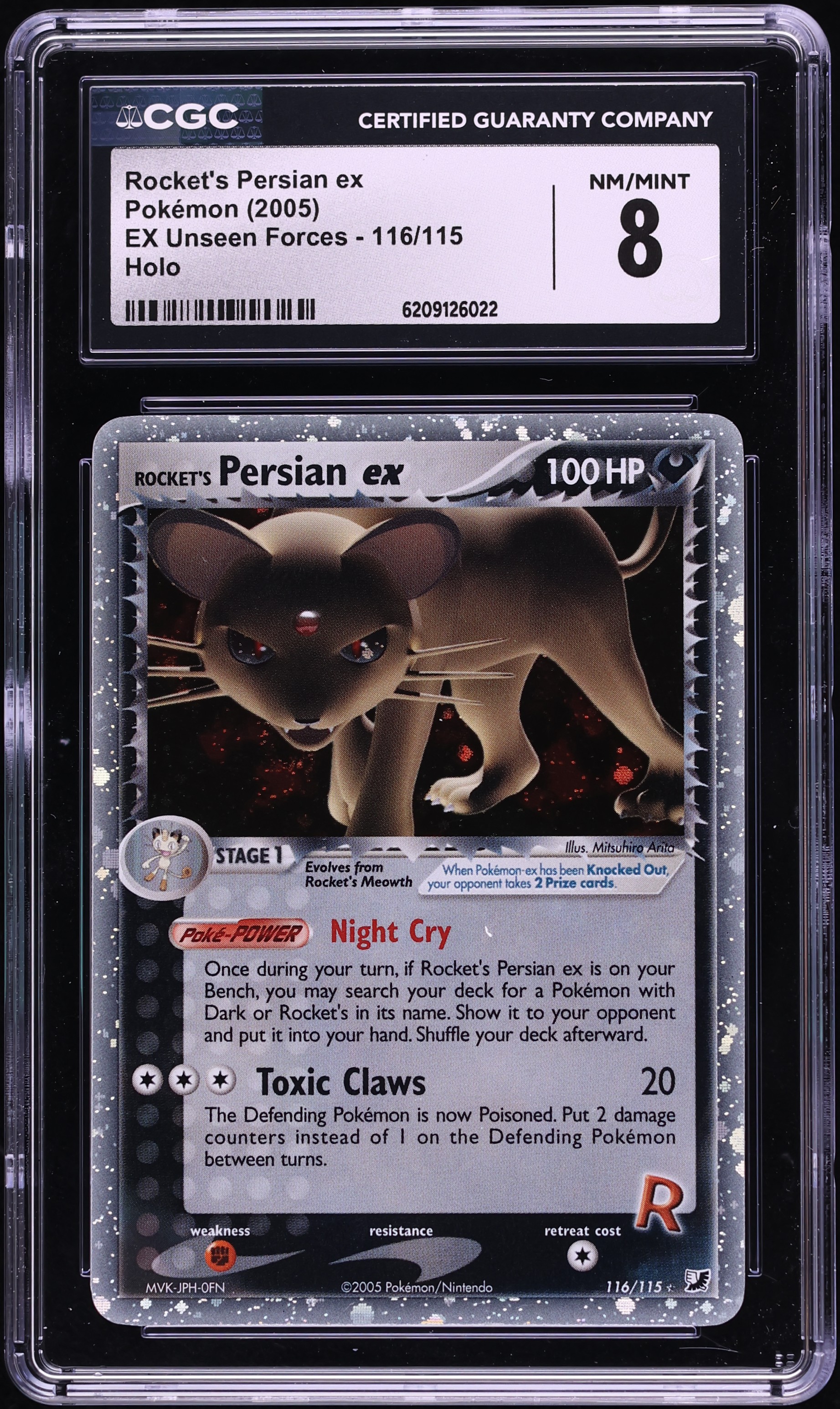 2005 Pokemon EX Unseen Forces Holo Rocket's Persian EX #116 CGC 8 NM-MT