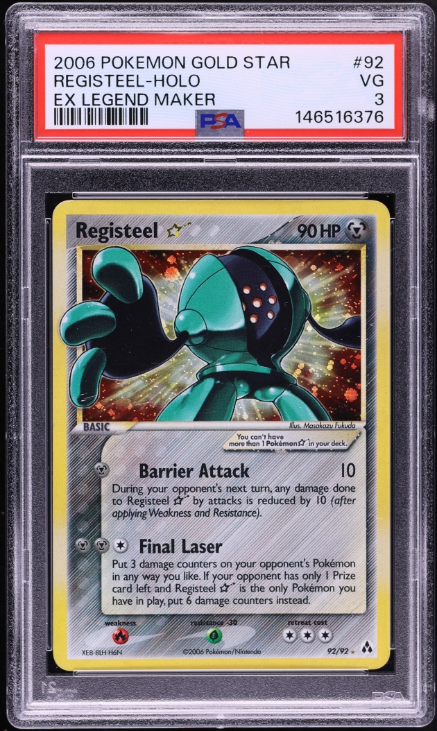 2006 Pokemon EX Legend Maker Holo Registeel Gold Star #92 PSA 3 VG