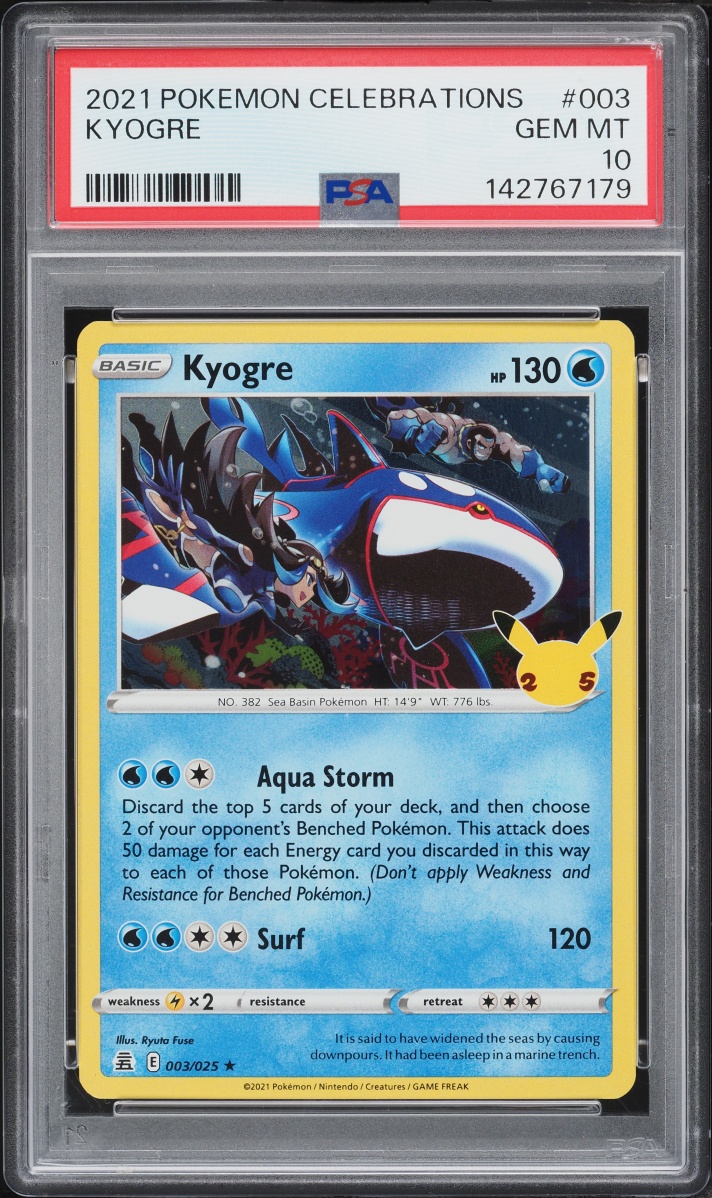 2021 Pokemon Sword & Shield Celebrations Kyogre #3 PSA 10 GEM MINT