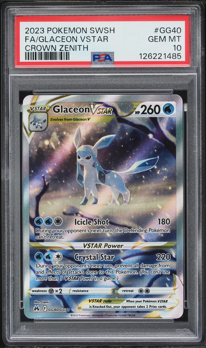 2023 Pokemon Sword & Shield Crown Zenith Alt Art Glaceon VSTAR #GG40 PSA 10 GEM MINT