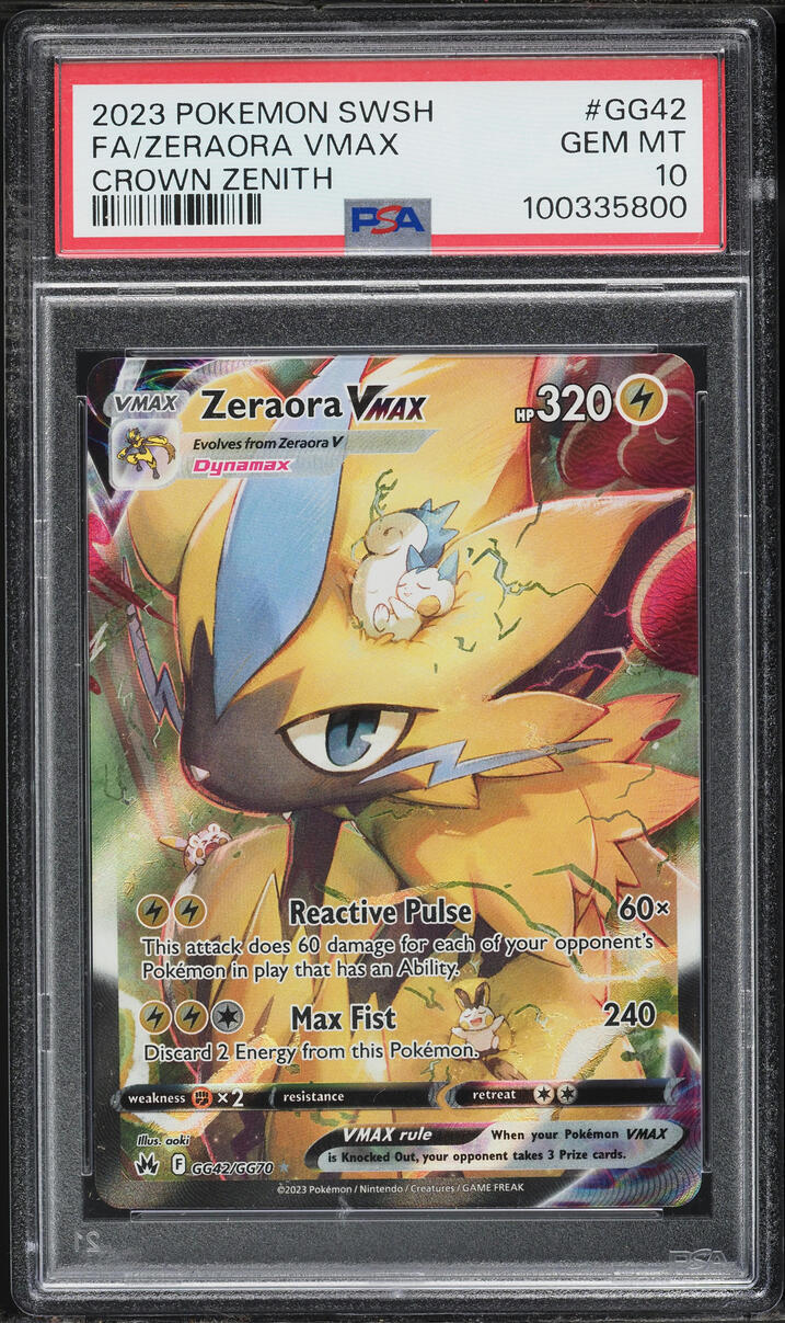 2023 Pokemon Sword & Shield Crown Zenith Full Art Zeraora VMAX #GG42 PSA 10 GEM MINT
