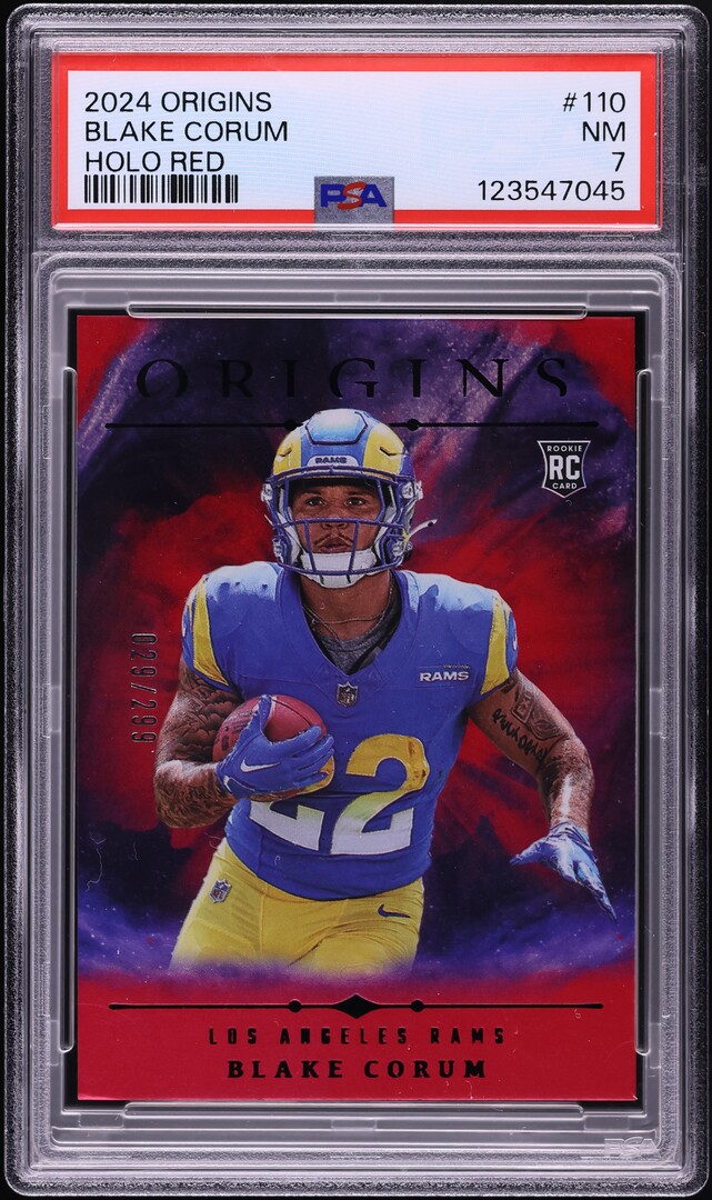 2024 Panini Origins Holo Red Blake Corum ROOKIE /299 #110 PSA 7 NRMT on ...