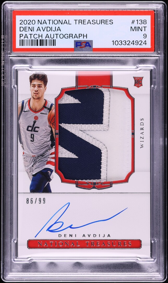 2020 National Treasures Deni Avdija ROOKIE PATCH AUTO /99 #138 PSA 9 MINT
