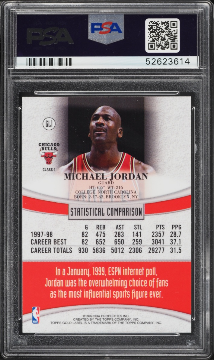 1998 Topps Gold Label Michael Jordan #GL1 PSA 9 MINT