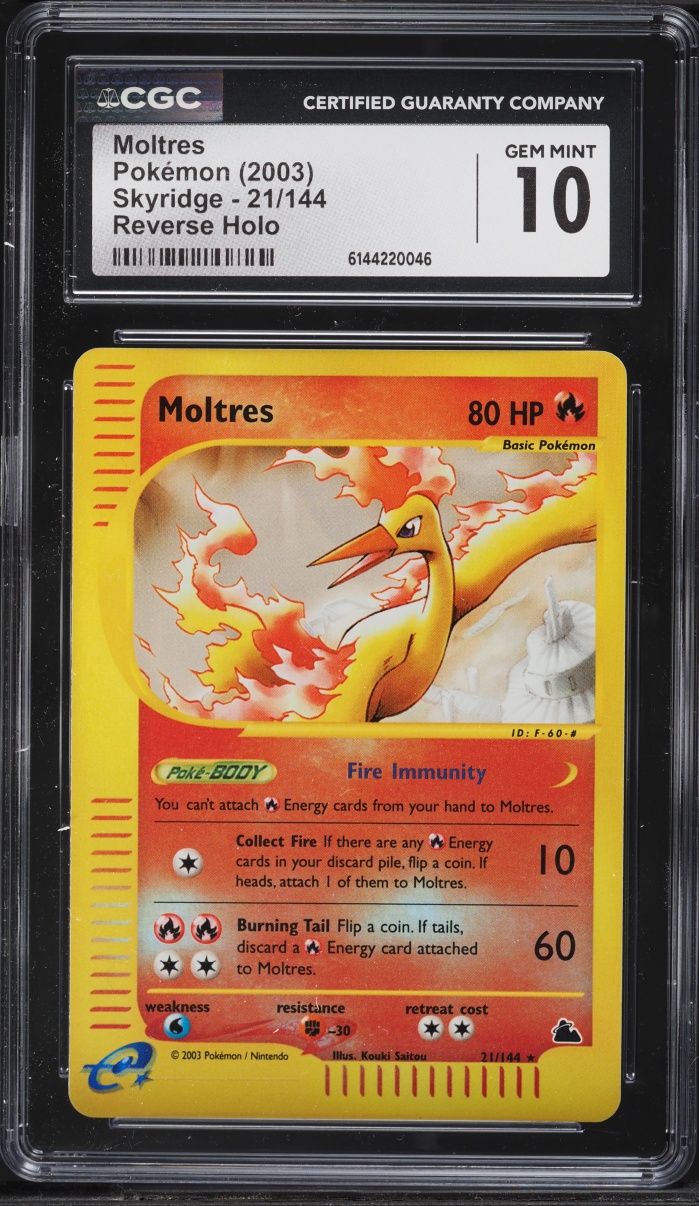2003 Pokemon Skyridge Reverse Holo Moltres #21 CGC 10 GEM MINT
