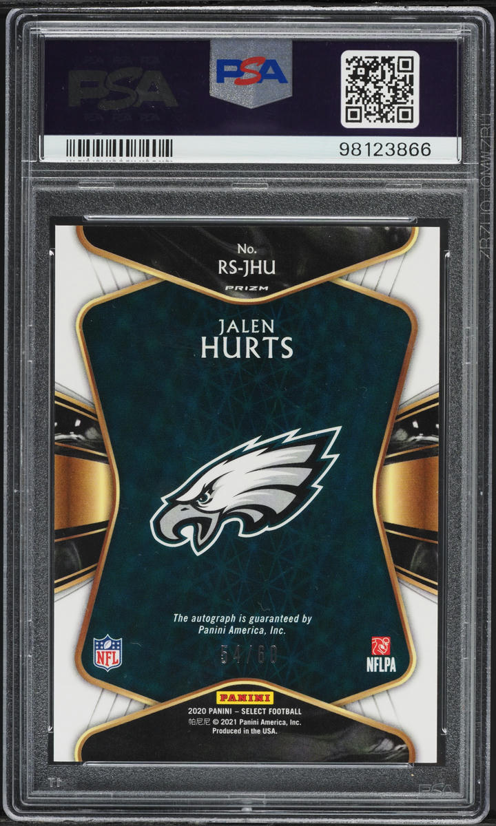 2020 Select Signatures Maroon Prizm Jalen Hurts ROOKIE AUTO /60 #RS-JHU PSA 8