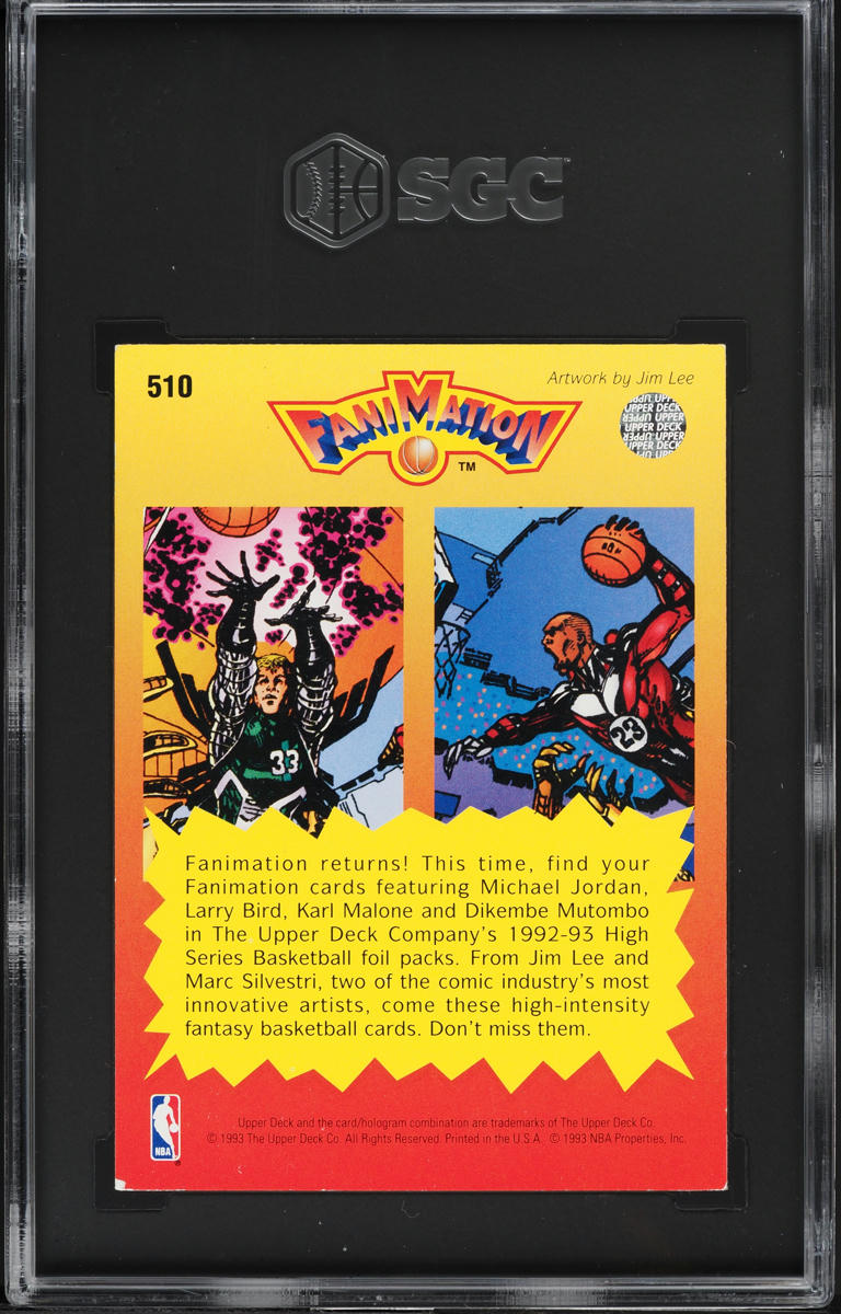 1992 Upper Deck Fanimation Larry Bird & Michael Jordan #510 SGC 6 EXMT