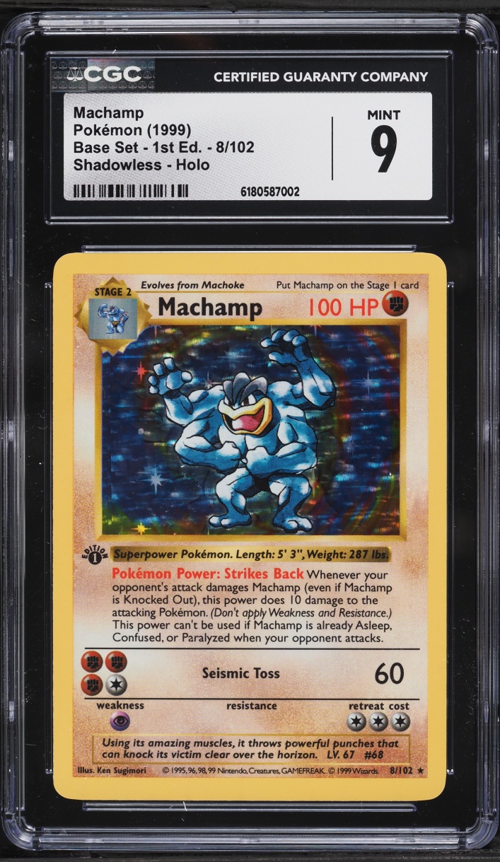 1999 Pokemon Base Set Shadowless 1st Edition Holo Machamp #8 CGC 9 MINT