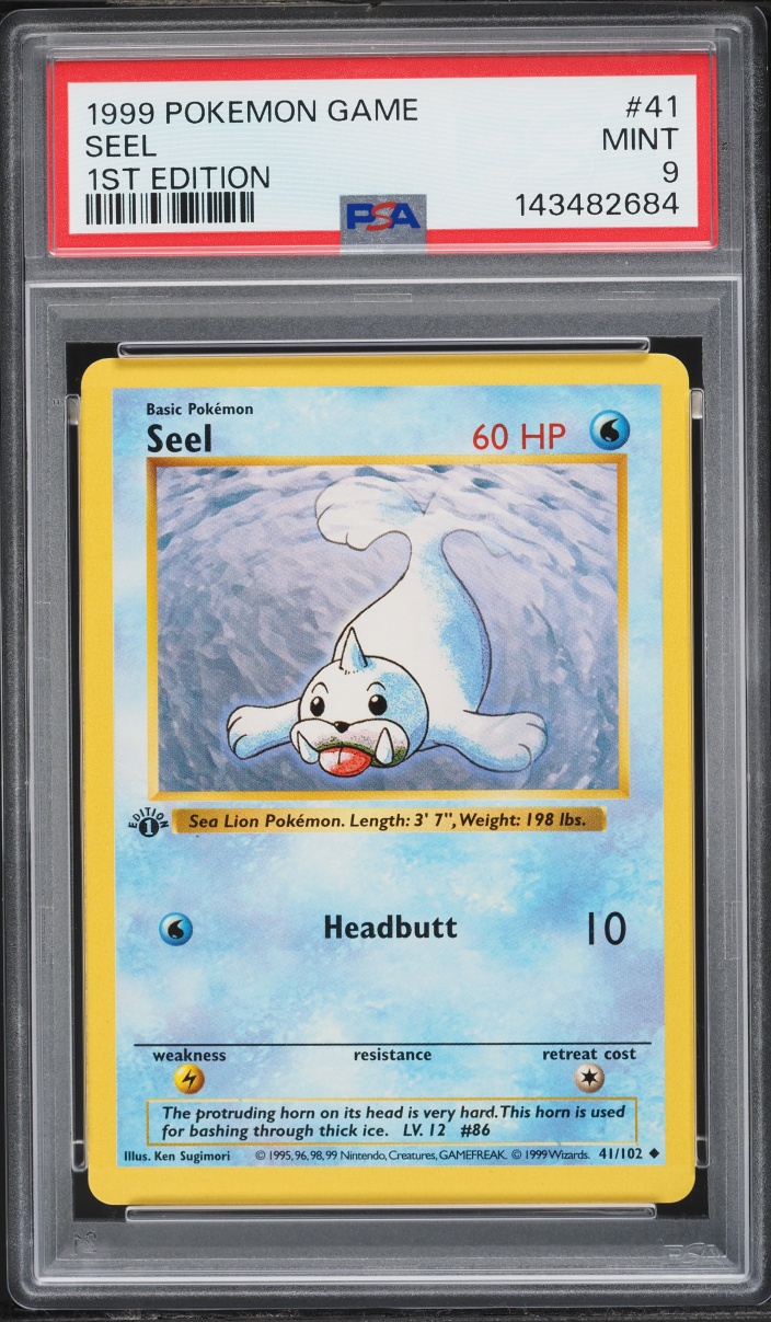 1999 Pokemon Base Set Shadowless 1st Edition Seel #41 PSA 9 MINT