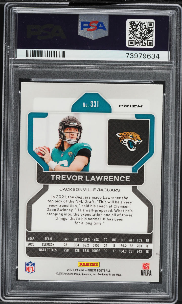 2021 Panini Prizm Red White Blue Trevor Lawrence ROOKIE #331 PSA 7 NRMT