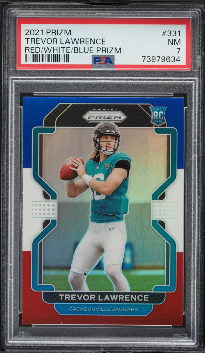 2021 Panini Prizm Red White Blue Trevor Lawrence ROOKIE #331 PSA 7 NRMT