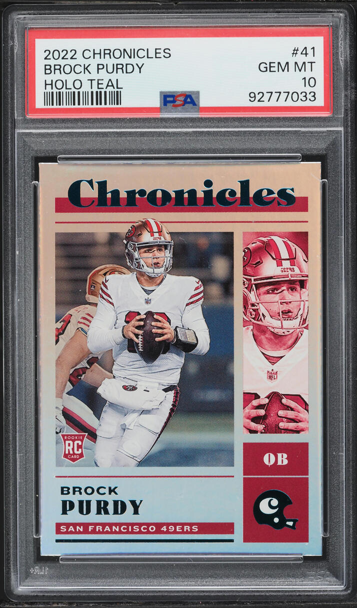 2022 Panini Chronicles Holo Teal Brock Purdy ROOKIE #41 PSA 10 GEM MINT