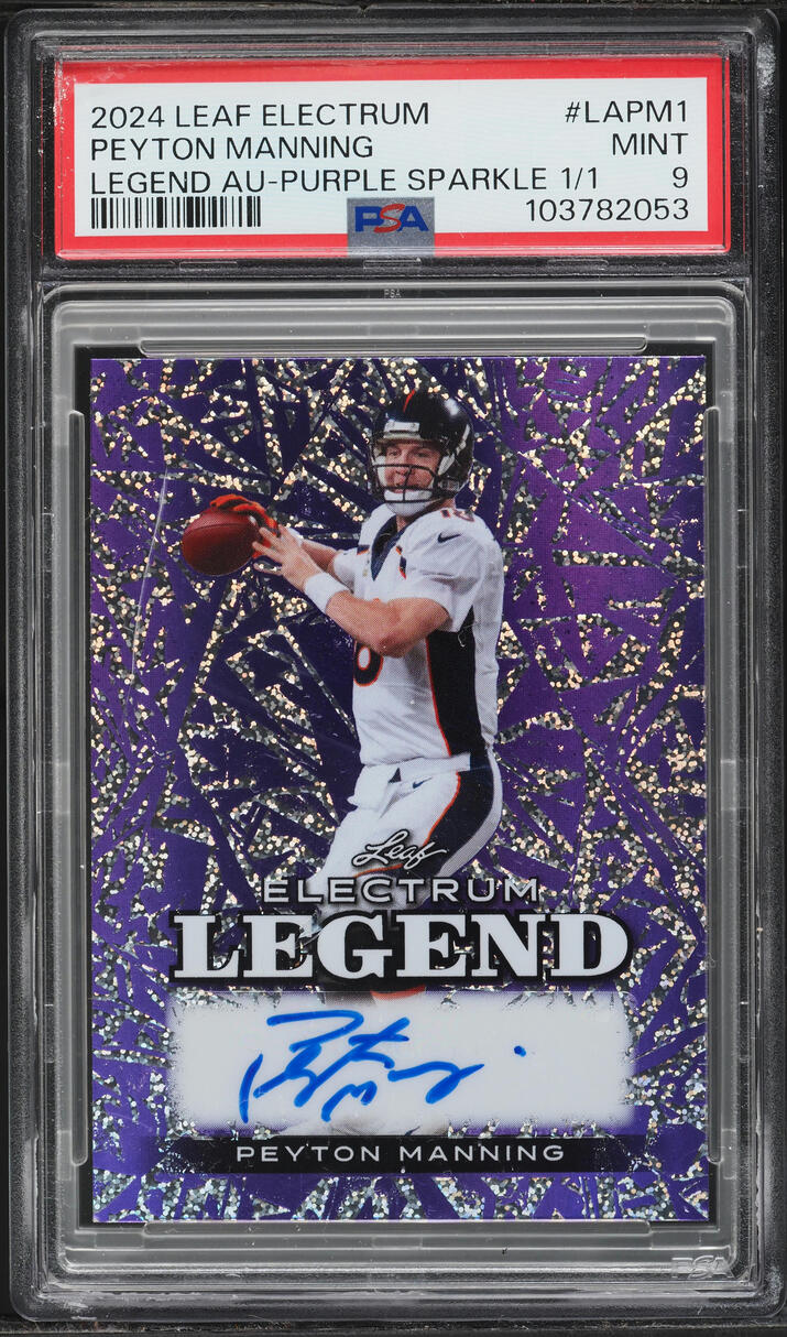 2024 Leaf Electrum Legend Purple Sparkle Peyton Manning AUTO 1/1 #LAPM1 PSA 9 MINT