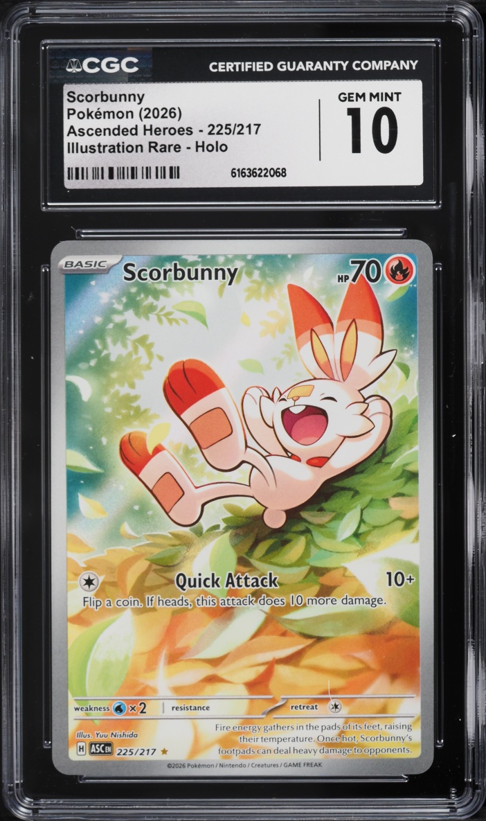 2026 Pokemon Mega Evolution Ascended Heroes IR Scorbunny #225 CGC 10 GEM MINT