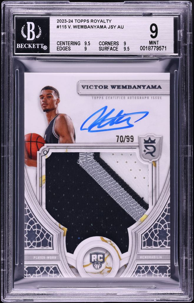 2023 Topps Royalty Victor Wembanyama ROOKIE PATCH AUTO /99 #115 BGS 9 MINT