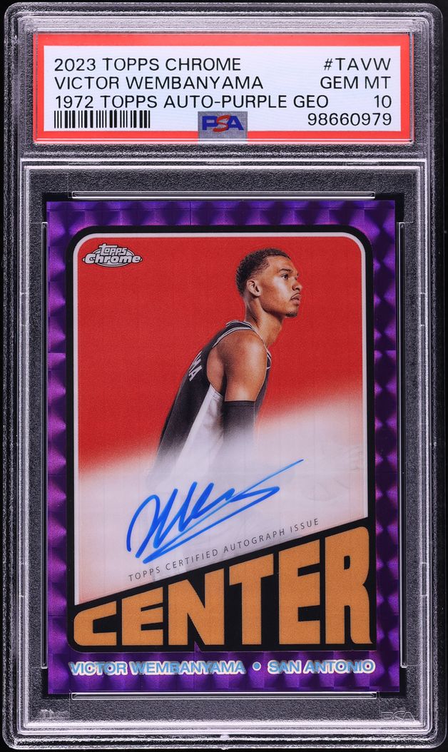 2023 Topps Chrome '72 Purple Geometric Victor Wembanyama ROOKIE AUTO #TA-VW PSA 10 GEM MINT