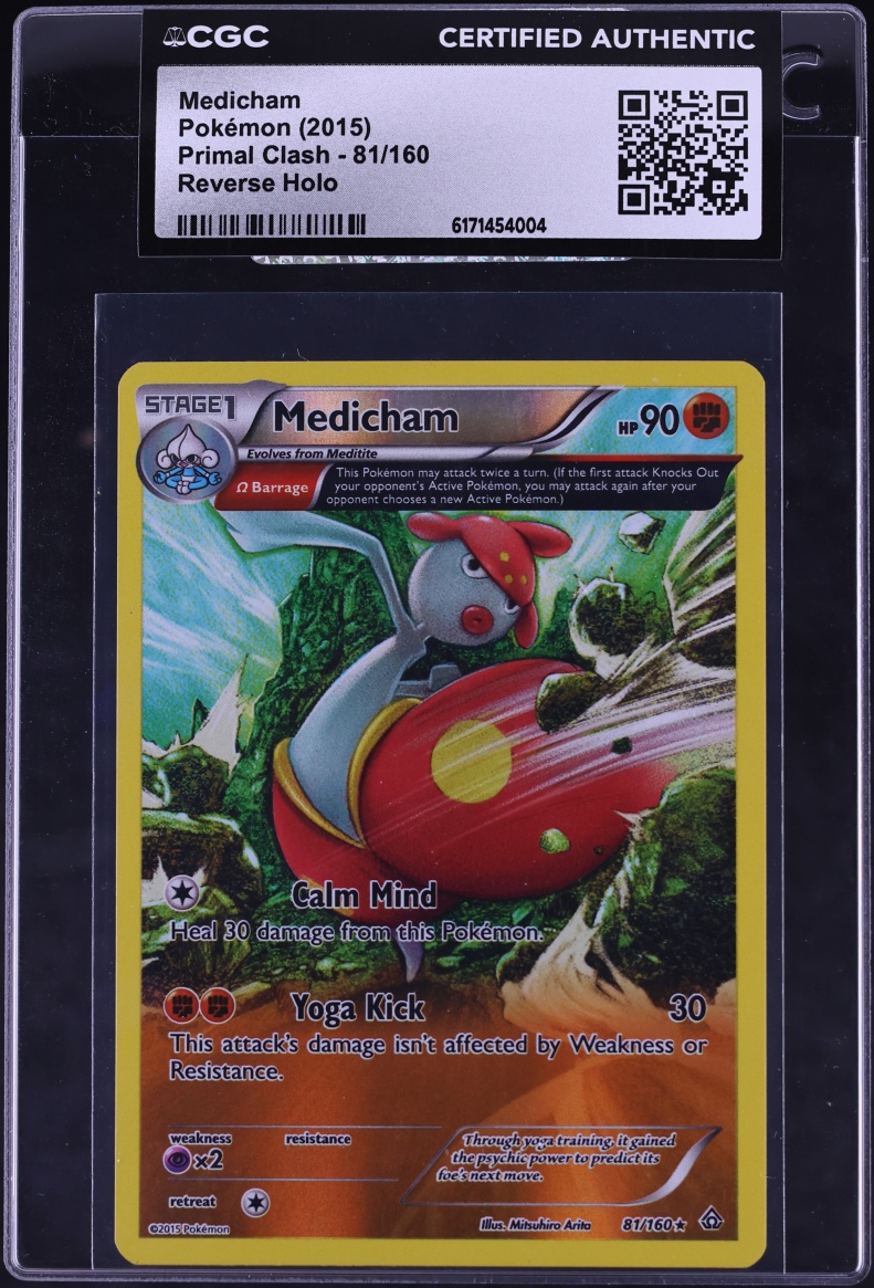 2015 Pokemon XY Primal Clash Reverse Holo Medicham #81 CGC AUTH