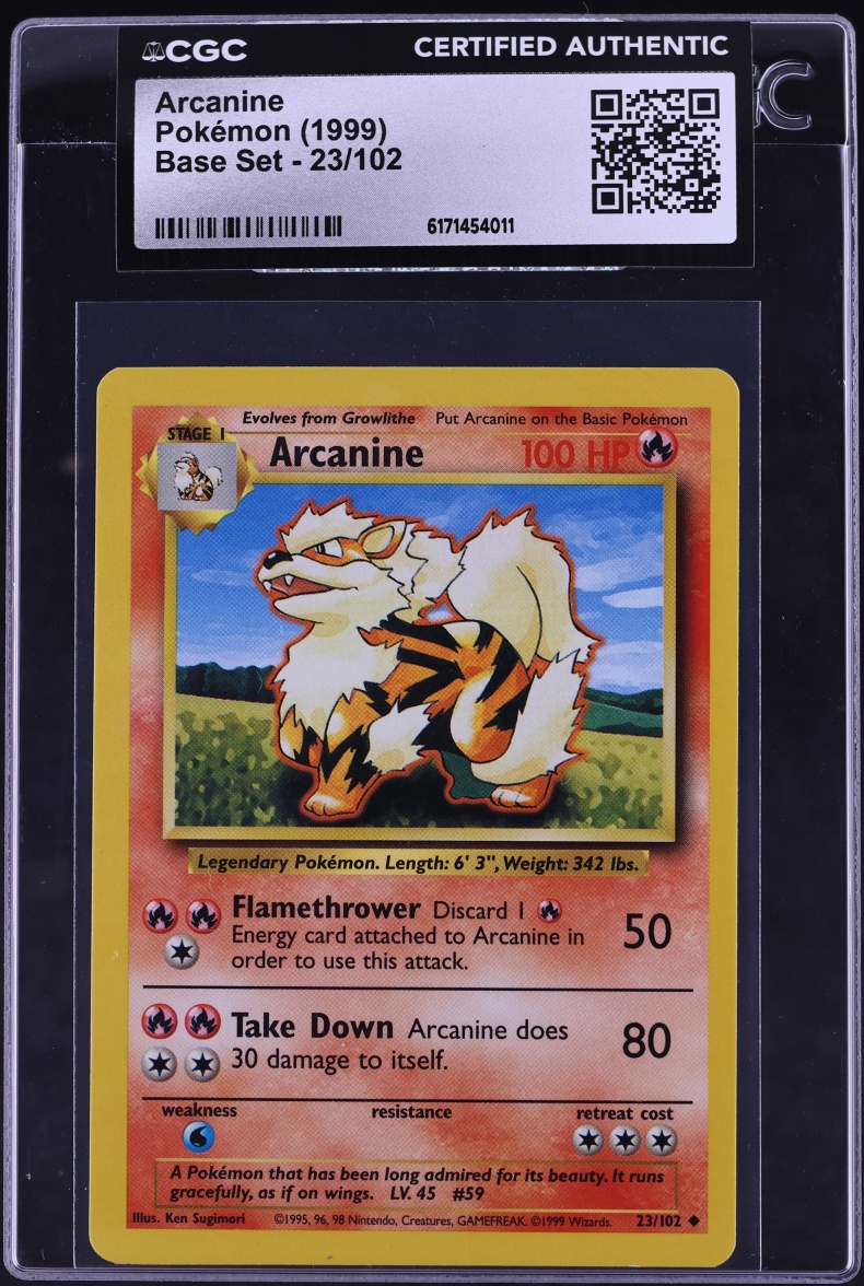 1999 Pokemon Base Set Arcanine #23 CGC AUTH