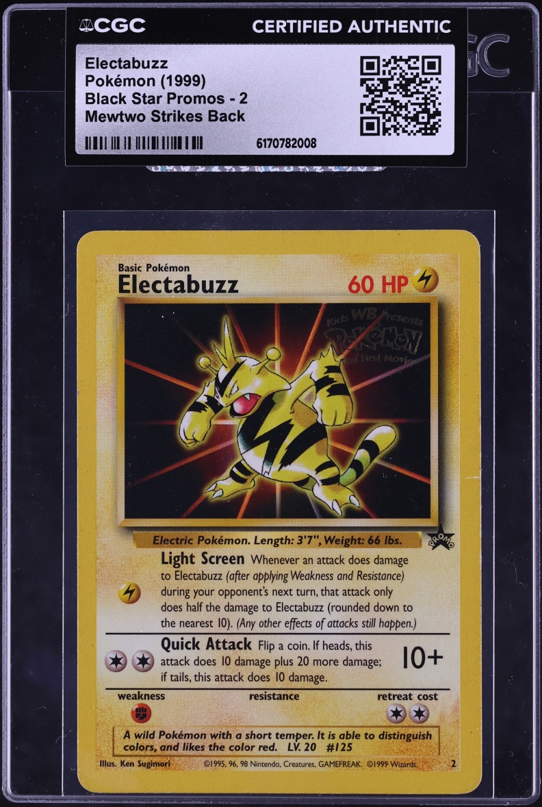 1999 Pokemon Promo Mewtwo Strikes Back Electabuzz #2 CGC AUTH