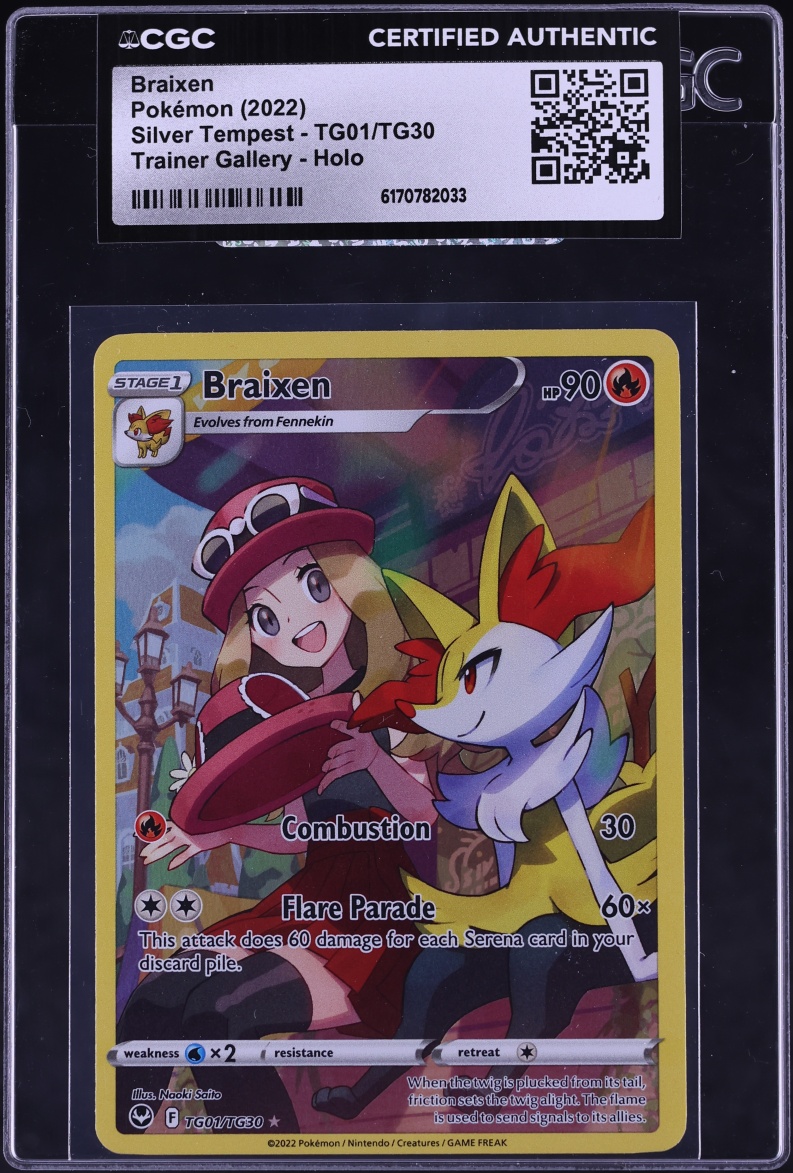 2022 Pokemon Sword & Shield Silver Tempest Trainer Gallery CHR Braixen #TG01 CGC AUTH