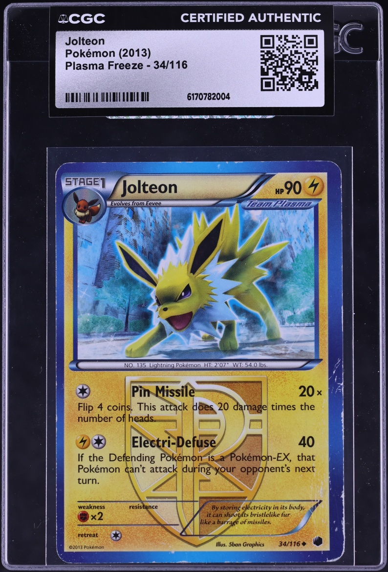 2013 Pokemon Black & White Plasma Freeze Jolteon #34 CGC AUTH