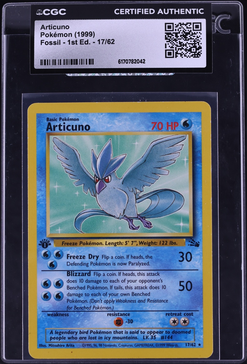 1999 Pokemon Fossil 1st Edition Articuno #17 CGC AUTH
