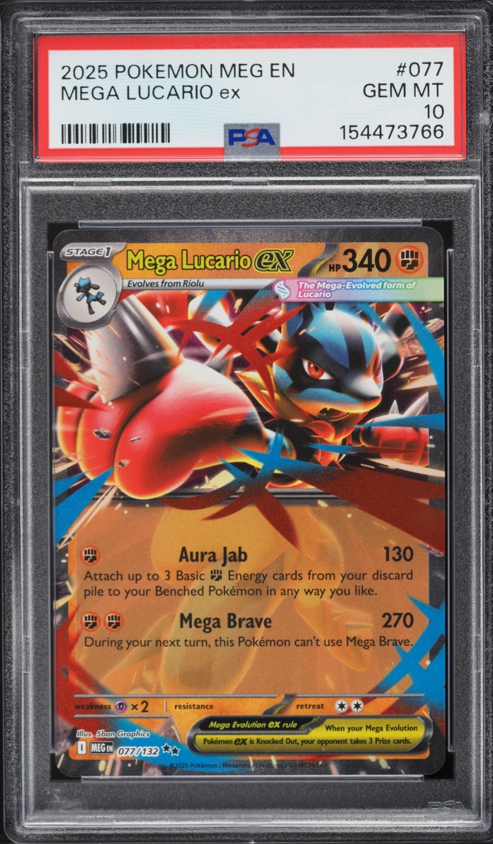 2025 Pokemon Mega Evolution Holo Mega Lucario EX #77 PSA 10 GEM MINT
