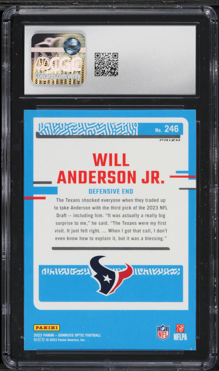 2023 Donruss Optic Purple Shock Will Anderson Jr. ROOKIE #246 CGC 9.5 MINT+