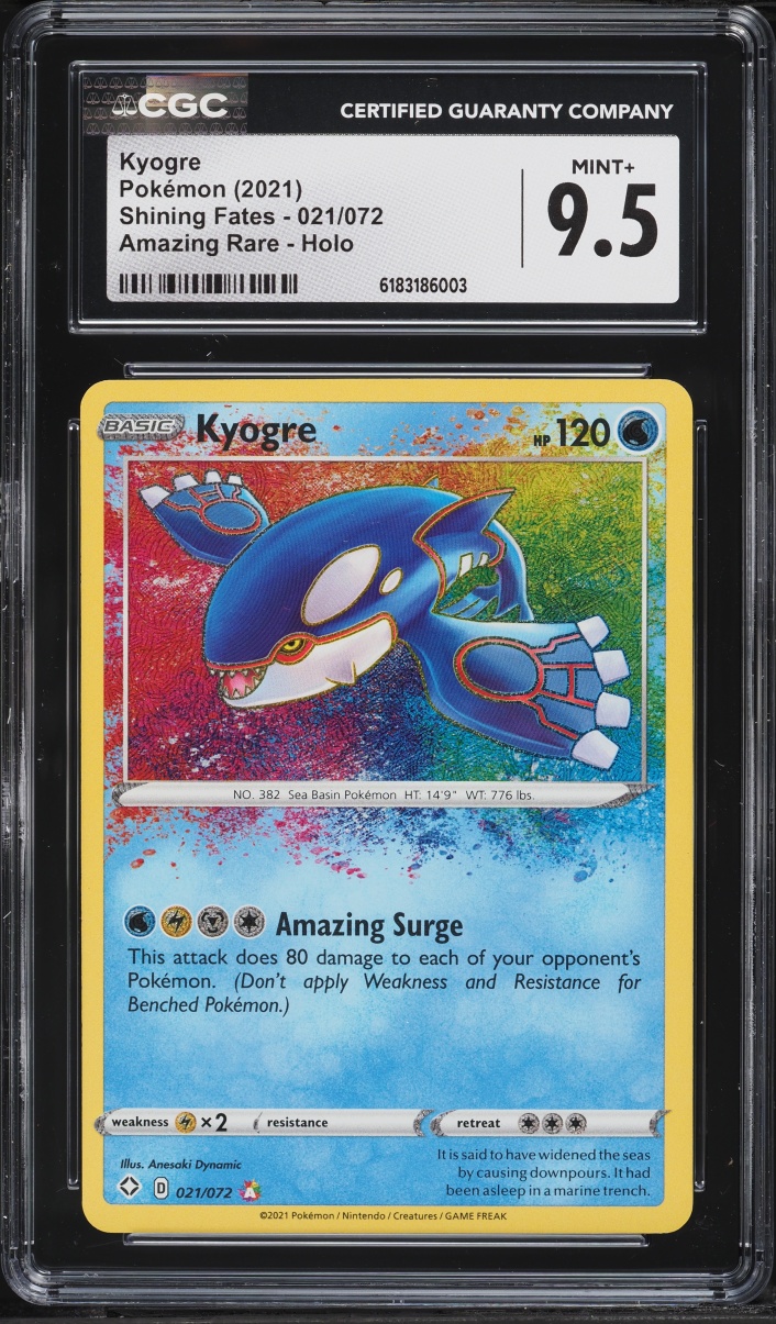 2021 Pokemon Sword & Shield Shining Fates Amazing Rare Kyogre #21 CGC 9.5 MINT+
